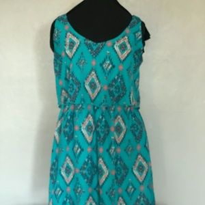 Speechless Dress. Black and teal with Aztec print.
